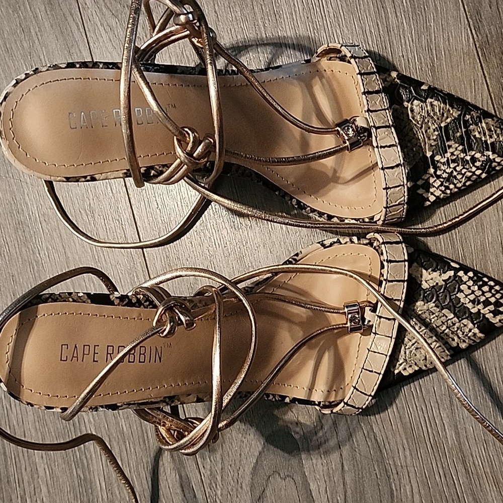 Cape Robbin Grey Python Strappy Heel - image 1